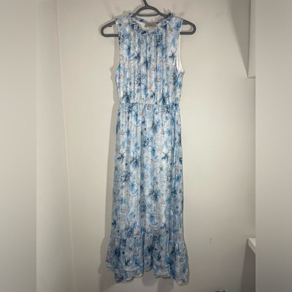 LE RAGAZZE Made In Italy Silk Sleeveless Midi Floral Dress size M - Picture 3 of 8